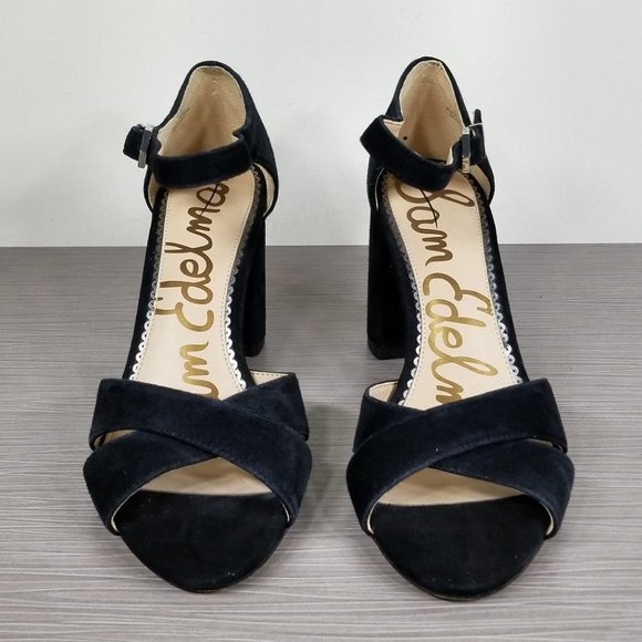 Sam Edelman Orlane Ankle Strap Sandal, Black Suede, Womens Size 7 - Picture 2 of 10